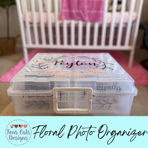 Floral Child Memory Box, Cutesy Flower Design Storage Organizer With Lid, Baby Photo, Milestone Prop, Personalized New Parent or Shower Gift