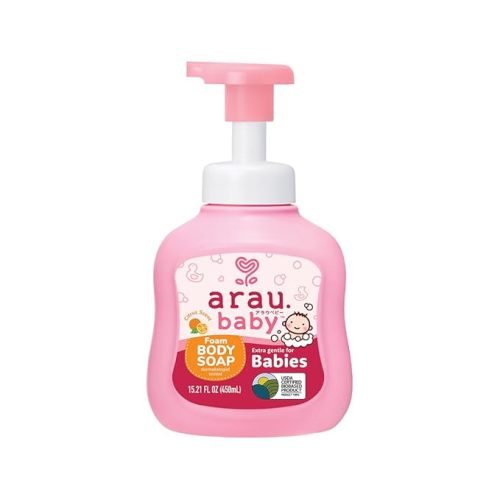 Arau Baby Foam Body Soap, Citrust Scent, Natural Plant Based Foaming Body Wash for Babies, Infants and Toddlers, Gentle on Sensitive Skin, No Artificial Fragrance or Additives, Easy Rinse, 15.21 Fl Oz