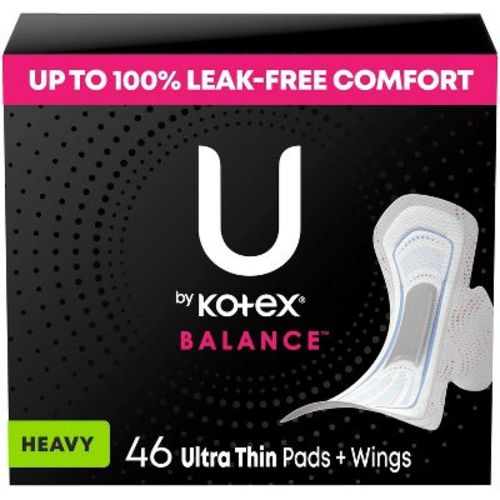 U by Kotex Balance Ultra-Thin Heavy Pads with Wings - Unscented - 46ct