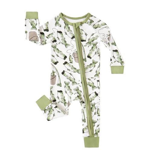 MOSSRIVER Bamboo Viscose Baby Long Sleeve Romper, Cute Pumpkin Prints Zipper Footless Jumpsuit, Toddler One-Piece Outfits