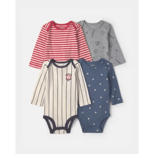 Baby Boy 4-Pack Sports Long-Sleeve Bodysuits | Carter's