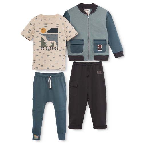 Little Star 100% Organic Cotton 4-Piece Toddler Boy Outfit Set