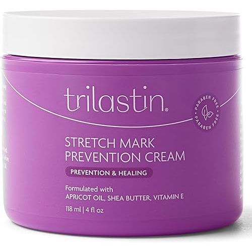 TriLASTIN Stretch Mark Cream for Pregnancy - 4 fl oz, Citrus Scent - Pregnancy Stretch Mark Prevention & Pregnant Belly Cream & Belly Oil for Pregnant Women - Paraben Free