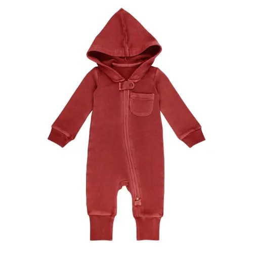 Loved Baby Organic Cozy Zipper Romper - Cherry