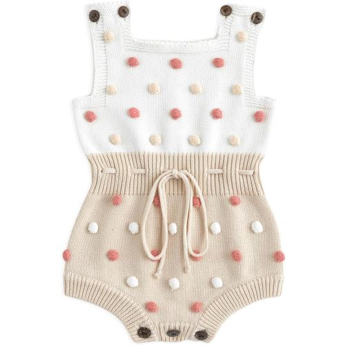 Simplee kids Baby Girl Knit Romper Fall Sleeveless Pompoms Rompers Newborn Little Girl Overall Jumpsuit Outfits