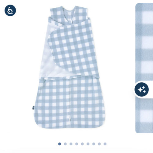 Blue Gingham Micro-Fleece Swaddle Newborn | HALO