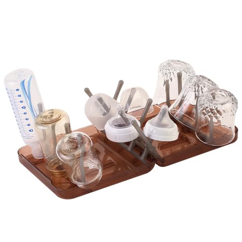 Travel Bottle Drying Rack Space Saving,Foldable Bottle Drain Rack with 16 Ribs,Portable Baby Bottle Drying Rack for Bottles,Breast Pumps and Other Feeding Accessories,Widely Used Daily Basis