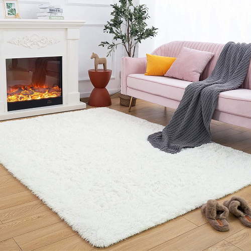 TWINNIS Fluffy Rug Carpets Soft Shaggy Area Rug Indoor Floor Rugs for Kids Room Comfy Cute Nursery Rug 6' x 9', Cream White