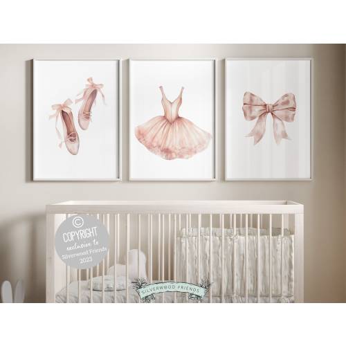 Ballet Prints, Ballerina Nursery Decor, Blush Pink Baby Girl's Nursery Wall Art, Newborn Ballet Gift, Ballerina Ballet Nursery Digital Print