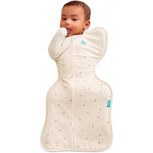 Love to Dream Swaddle Up, Newborn 2.2-3.8kg, Stage 1, 1.5 TOG, Secure Fit Improves Sleep, Newborn Baby Swaddle Sack, Soft Stretch Cotton Fleece in Twigs Oatmeal, Arms Up Design for Safer Better Sleep