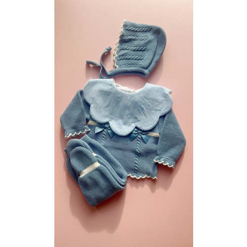 Poppy Sky Blue floral Liberty scalloped bib