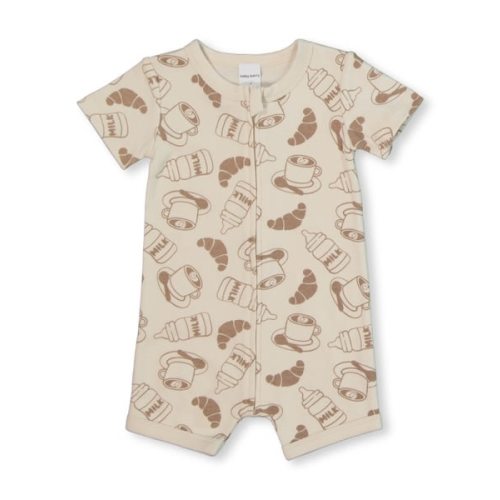 Cream Baby Short Sleeve Zip Romper | Best&Less™ Online
