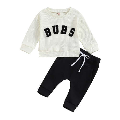 Baby Toddler Boys Girls 2PCS Long Sleeve Letter Embroidery Bubs Tops a – August + Willow