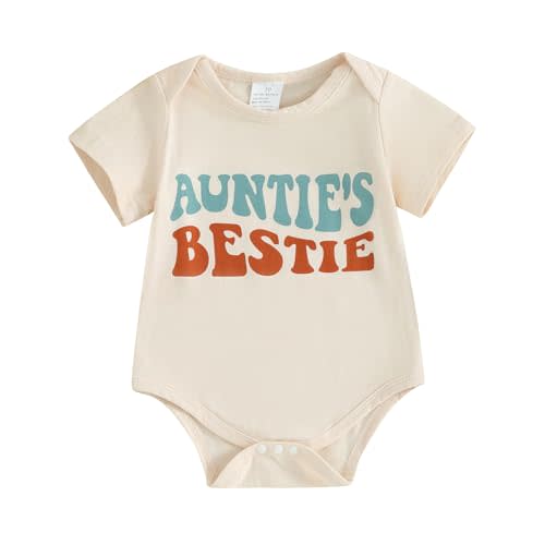 SAYOO Baby Girl Boy Bodysuit Romper Gender Neutral Unisex Funny Aunties Bestie Letter Clothes Casual One-Piece Bodysuit