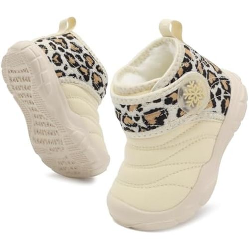 BARERUN Barefoot Baby Boys Girls Boots Warm Winter House Shoes for Toddler Girls Boys Waterproof Fleece Kids Snow Boots Faux Fur Infant Booties Walking Shoes for Indoor Outdoor