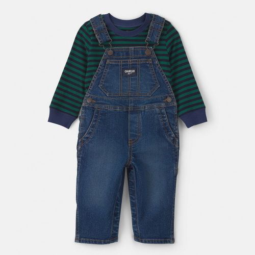Baby Boy OshKosh B'gosh® 2-Piece Striped Long Sleeve Top & Denim Overall Set