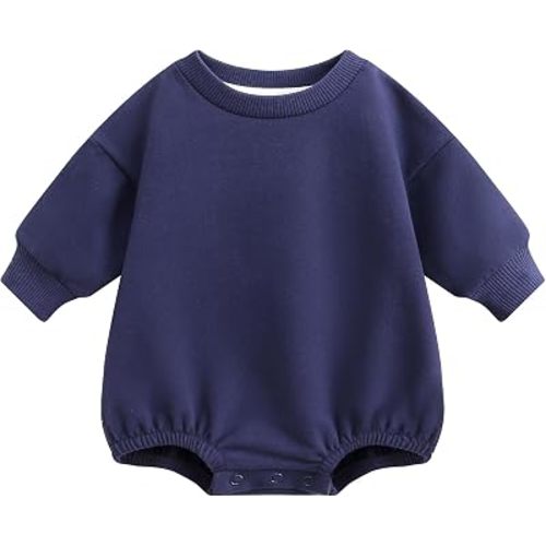 Bafeicao Baby Boy Girl Sweatshirt Romper Bubble Romper | Organic Cotton,Oversized,Solid Color,Long Sleeve,Warm Fall Winter