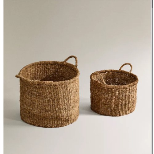 LARGE SEAGRASS BASKET WITH HANDLES - Brown | ZARA United States