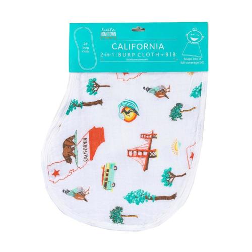 California Baby Burp Cloth and Bib 2 in 1 Perfect Baby Shower Add On