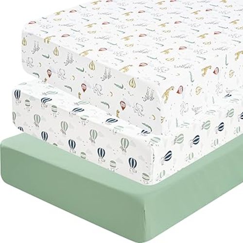 david's kids 3 Pack Fitted Crib Sheets, Ultra Soft Breathable Comfortable Baby Sheet Set for Boys Girls Neutral, 28x52 Inch Fits Standard Crib and Toddler Mattresses, Animals