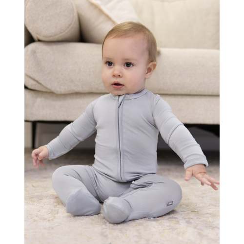 Bumbunny Baby | Zip Footie in Gray
