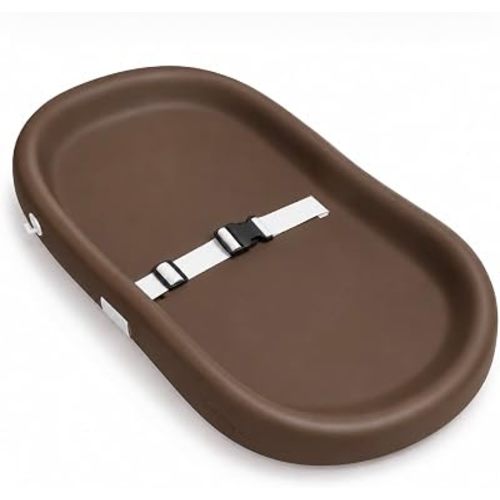 BumBunnyCo. Waterproof Wipeable Baby Changing Pad Cover - Portable Changing Pad for Dresser with Built-in Strap and Raised Sides - Station Dresser, Cushioned Nursery Baby Changer for Home (Espresso)