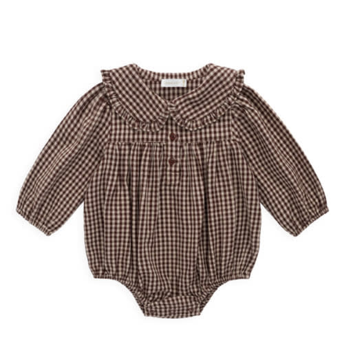 Organic Cotton Elowen Playsuit - Cinnamon Gingham – Jamie Kay USA