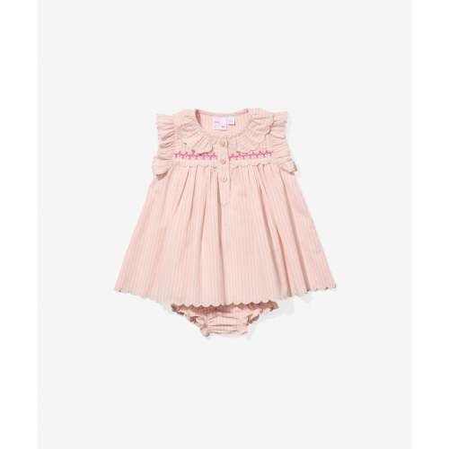 Sadie Baby Dress, Petal Ticking