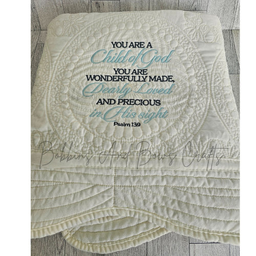 Christian Personalized Baby Quilt, Keepsake Blanket, Personalized Embroidered Blanket, Embroidered Baby Quilt Bible Verse