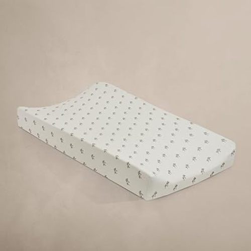 Oilo Changing Pad Cover, Breathable Organic Cotton Fitted Jersey, 300 Thread Count, Machine Wash, Fits Standard Changing Pads (32" x 16"), Heirloom Organic Collection, Mushroom