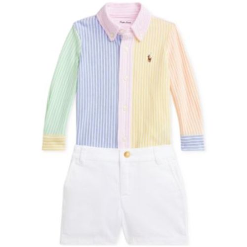 Baby Boys Striped Oxford Shirt & Chino Shorts Set