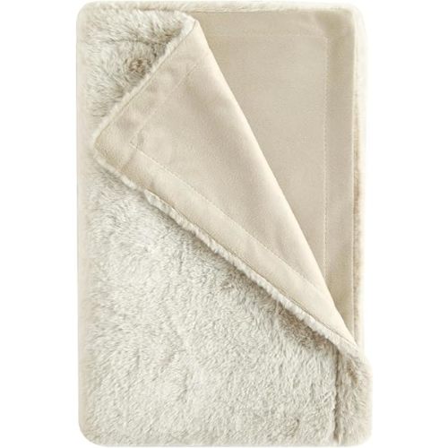 Reverse Backdye Faux Fur to Micromink Baby Blanket, Taupe – Soft Blanket for Bed, Cozy Couch, Black and Brown Throw Blanket, Plush and Comfortable.
