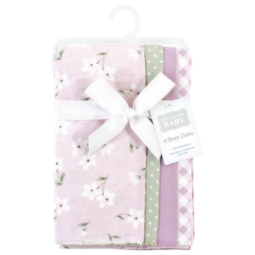Hudson Baby Girls Cotton Poly Flannel Burp Cloths 8-Pack, One Size
