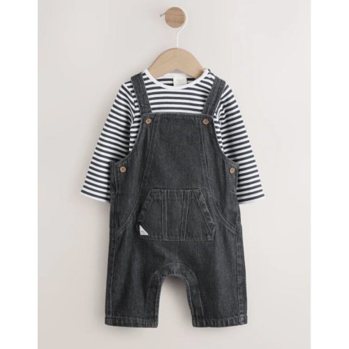 Buy Charcoal Grey Baby Denim Dungarees and Bodysuit Set (0mths-2yrs) from Next USA