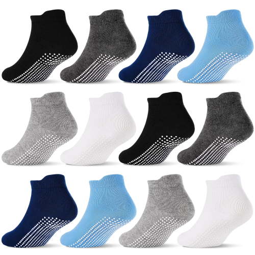 Tphon Non Slip Toddler Socks 12 Pairs Grip Socks for 6 Months-7 Years