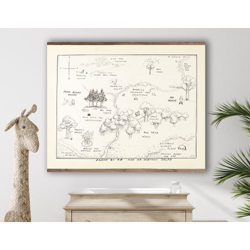 100 Acre Woods Map Tapestry, Winnie The Pooh Classic Wall Art, Gender Neutral Nursery Hanging Wall Decor, Large Vintage Nursery Wall Hanging