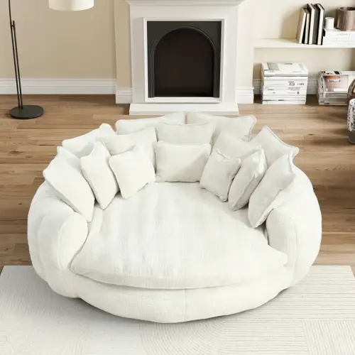 81 1 w oversized round chaise lounge fluffy lazy bean bag - Temu