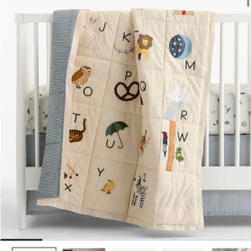 Cozy ABC's 100% Organic Cotton Baby Crib Quilt