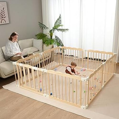 Baby Playpen Natural Wood