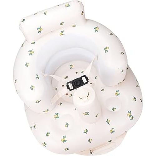 AirSwim Inflatable Baby Support Seat for 3 Months and Up, Summer Toddler Chair for Sitting Up, Built-in Air Pump Floor Seat Gifts (Orange-Belt)