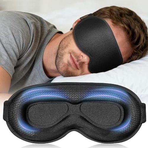 FACEMOON 3D Blackout Weighted Sleep Mask, Airplane Travel & Nurse Essential
