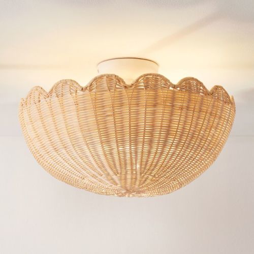 Rattan Bubble Flush Mount (18")