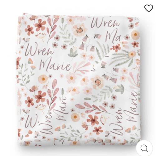 Wren's Wildflower Personalized Swaddle Blanket