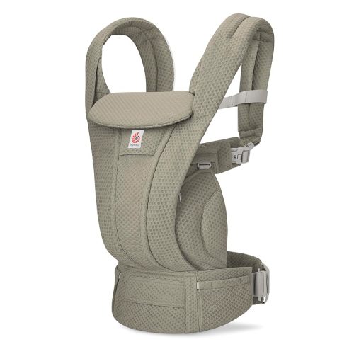Ergobaby Omni Deluxe Baby Carrier for Newborn to Toddlers 0-48 Months (7-45 lbs) - 4-Position Breathable Mesh Baby Carrier with Ergonomic Support, Storage Pockets, and Sun Hood - Soft Olive