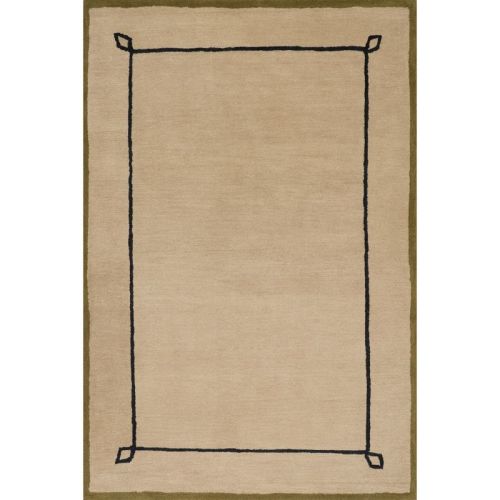 Nate Berkus x Rugs USA - Serge Bordered Wool Cozy Area Rug, 4' x 6', Tan