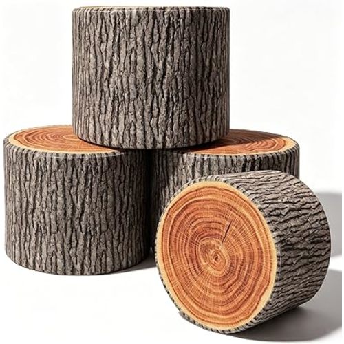 Leinuosen 4pcs Tree Stump Stool Round Throw Pillow Floor Cushion, 11 x 7.9