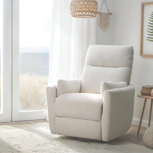 Nature's Plush Lottie Swivel Recliner In Cream Boucle & Reviews | Wayfair