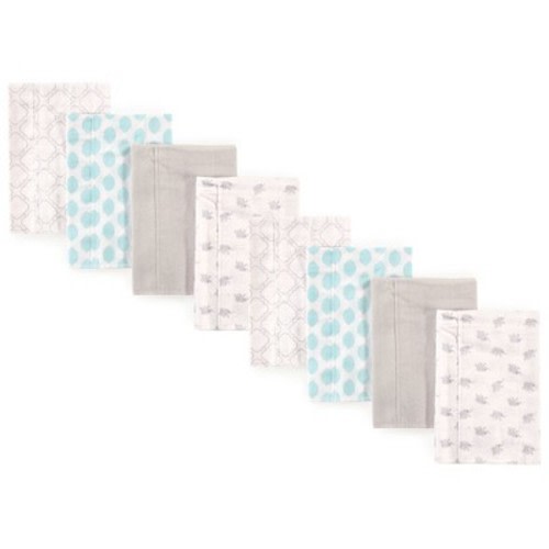 Luvable Friends Boys Cotton Poly Flannel Burp Cloths 8-Pack, Elephant, One Size