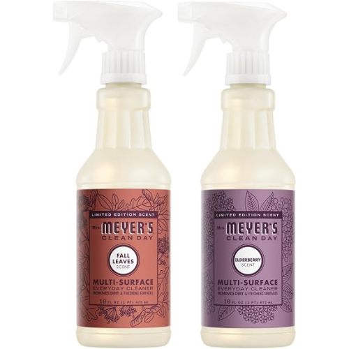 Mrs. MEYER'S Multi-Surface Cleaner, 1 Fall Leaves Scent & 1 Elderberry Scent, 16 FL OZ Each (Variety Pack)