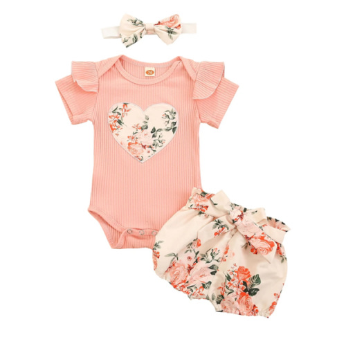 BIG HEART Summer Outfit with Headband - Hazel & Bo